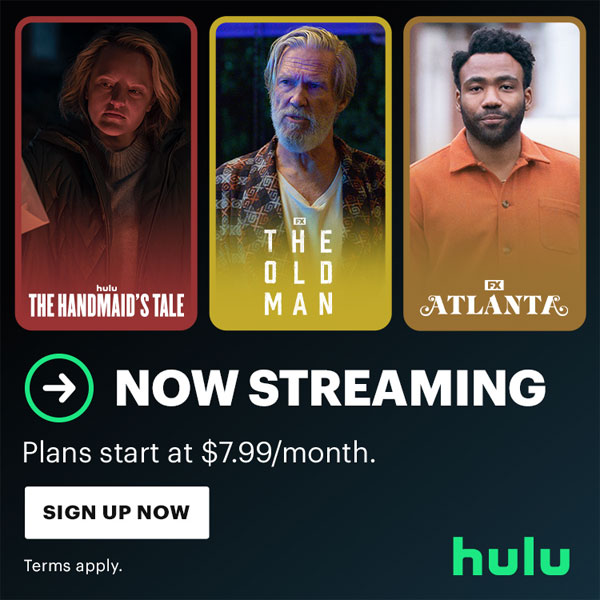 ad for Hulu subscription with movie images.