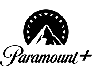 black and white Paramount movies logo with mountain.